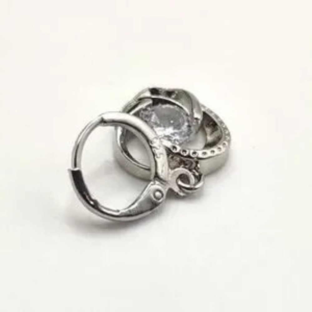 925 Sterling Silver Earrings w/ Swirl Heart CZ Stone Pendant Valentine Gift NEW!